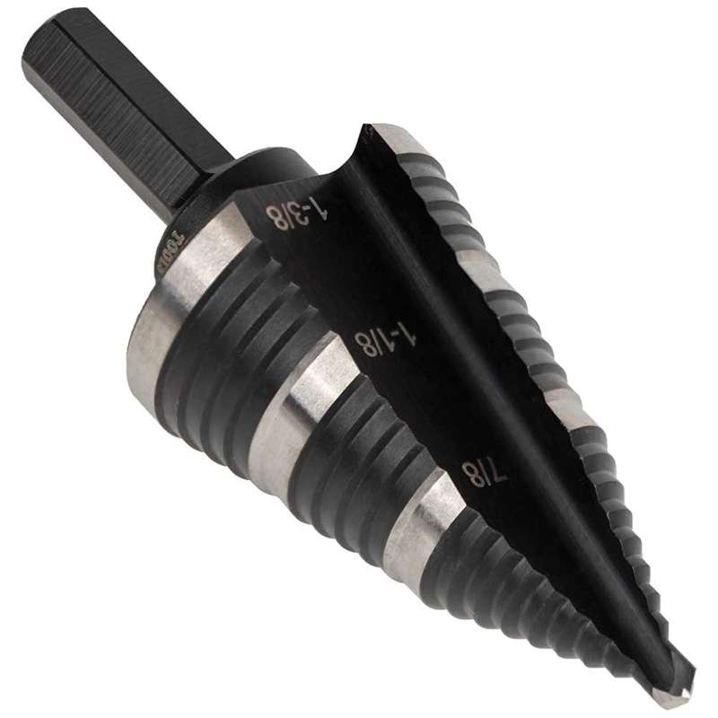 3 Step Drill Bit, 7/8" to 1-3/8", Double Fluted